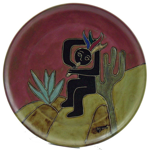 Handcrafted Stoneware Kokopelli Design Platter