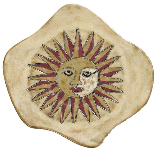 Handcrafted Stoneware Sun Design Free Form Dinner Plate