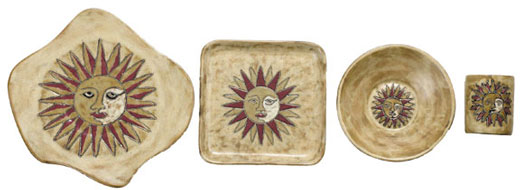 Handcrafted Stoneware Sun Design Dinnerware Set