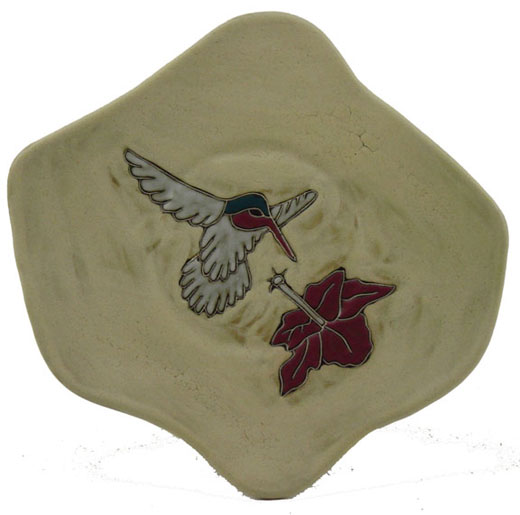 Handcrafted Hummingbird Design Stoneware Plate