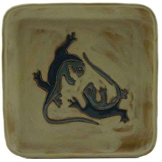 Handcrafted Lizard Design Stoneware Salad Plate
