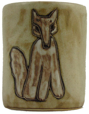 Handcrafted Coyote Design Stoneware Mug