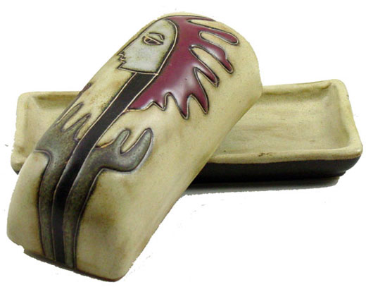 Handcrafted Stoneware Mara Southwest Design Butter Dish
