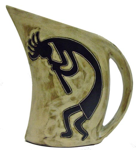 Handcrafted Stoneware Kokopelli Design Pitcher