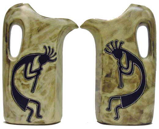 Handcrafted Stoneware Kokopelli Design Pitcher