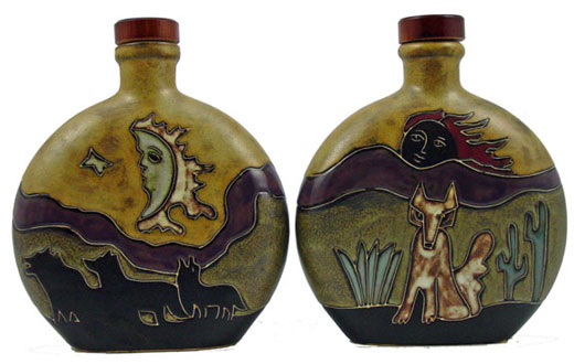 Handcrafted Desert Sun Moon Design Decanter