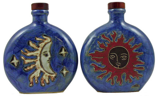 Handcrafted Desert Sun Moon Design Decanter