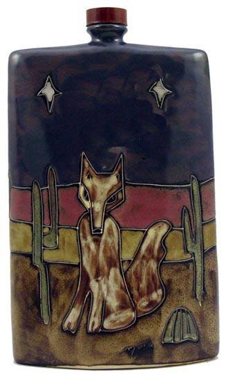 Handcrafted Stoneware Coyote Design Decanter