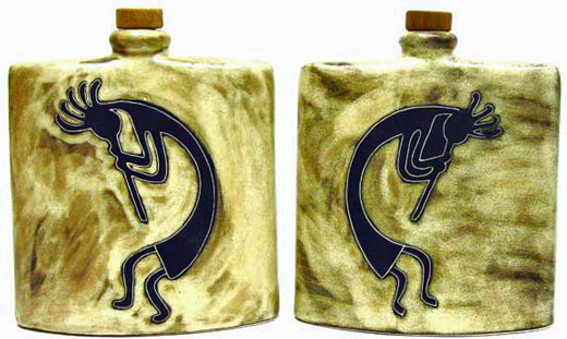 Handcrafted Stoneware Kokopelli Design Decanter