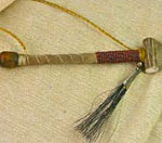 Native American Deer antler, wood, leather Peace Pipe