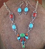 Navajo Turquoise, Oyster Earrings Necklace set