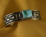 Genuine Navajo Turquoise Mountain Sterling Silver Bracelet