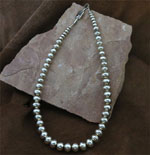 Genuine Navajo Pearls 10mm Sterling Silver Beaded Necklace