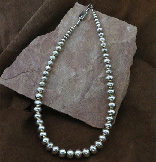 Navajo Pearls Sterling Silver Beaded Necklace