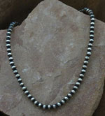 Genuine Navajo Pearls 5mm Sterling Silver Beaded Necklace