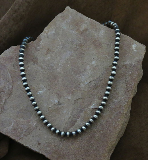 Navajo Pearls Sterling Silver Beaded Necklace