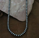 Genuine Navajo Pearls 6mm Sterling Silver Beaded Necklace