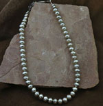 Genuine Navajo Pearls 8mm Sterling Silver Beaded Necklace