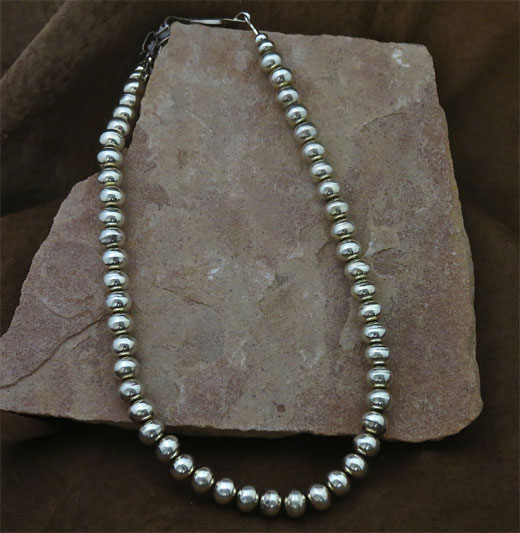 Navajo Pearls Sterling Silver Beaded Necklace