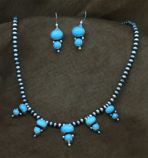 Necklace and earring set Sleeping Beauty Turquoise