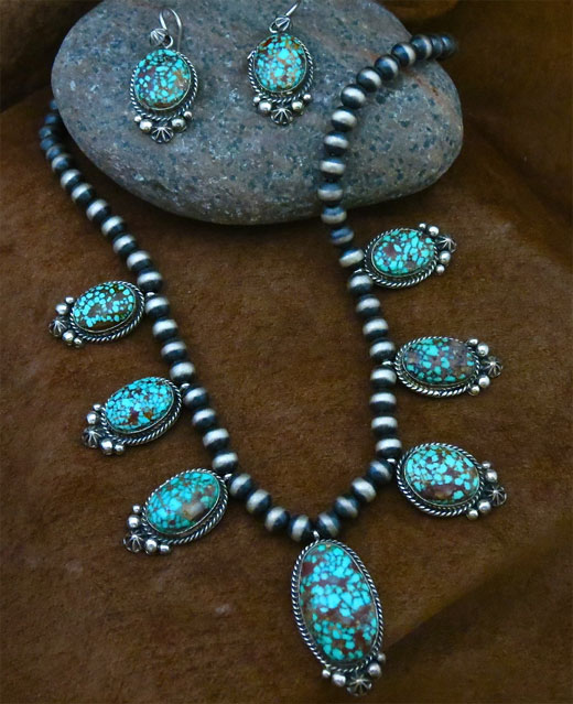 Necklace and earring set Number 8 Turquoise