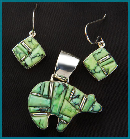 Turquoise matching Pendant and Earring set