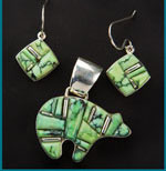 Genuine Navajo Turquoise Fetish Bear Pendant