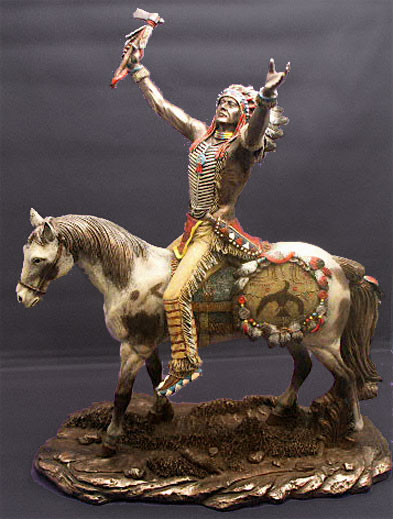 Plains Indians Statue- Warrior on Horse