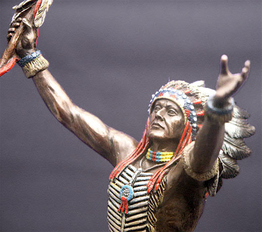Plains Indians Statue- Warrior on Horse detail