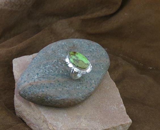 Navajo Sterling Silver Ring, Gaspeite