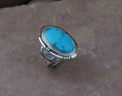 Navajo Sterling Silver Ring with Castle Dome Turquoise
