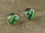 Genuine Navajo Sterling Silver earrings with Gaspeite, Jet and Opal inlays
