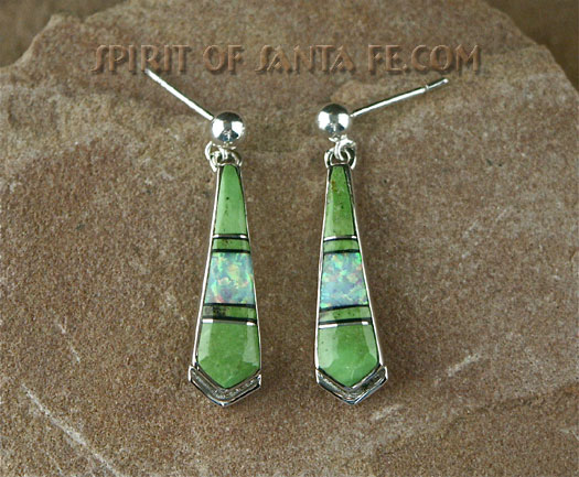 Gaspeite, Black jet and cultured opal Earrings