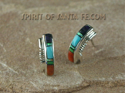 Oyster shell, Sugelite, Jet, Opal, Gaspeite, and Turquoise Earrings