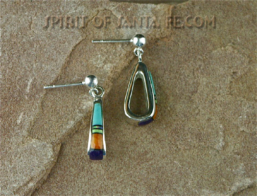 Oyster shell, Sugelite, Jet, Opal, Gaspeite, and Turquoise Earrings