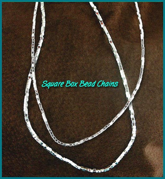 Sterling Silver Chains- Heavy Sterling Silver box Chain Necklaces 2mm and 3mm square chain