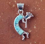 Genuine Navajo Turquoise Kokopelli Pendant
