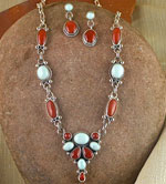 Navajo Turquoise Earrings Necklace set