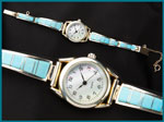 Watch Bracelet with Turquoise inlayed in solid sterling silver