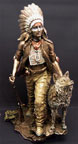 Native American Plains Indian Statue- Woman with Wolf
